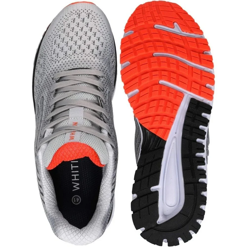 Men's Light Grey Supportive Running Shoes Cushioned Athletic Lace Up Sneakers
